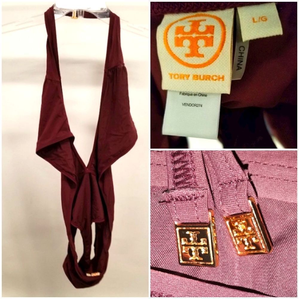 Tory Burch Purple Plunge Swimsuit